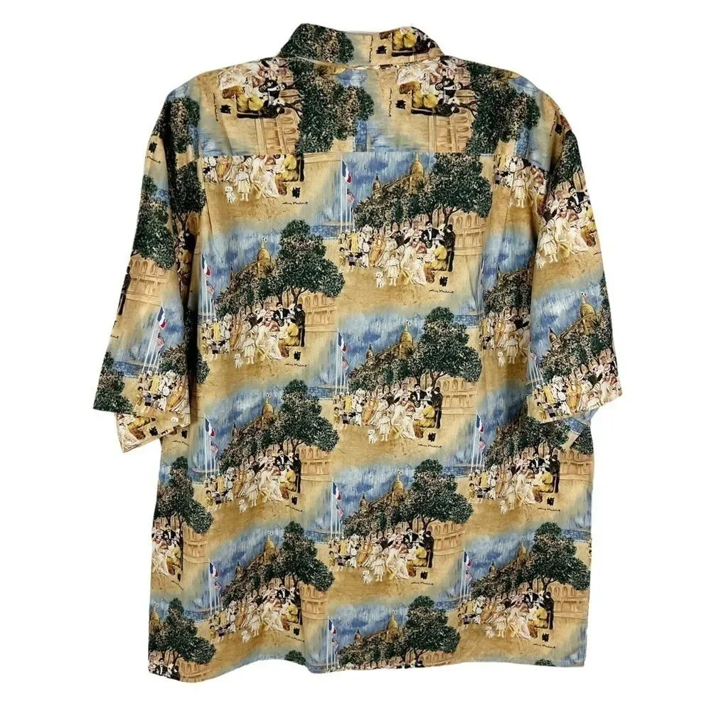 Reyn Spooner Guy Buffet Egyptian Cotton French Riviera Scene Short Sleeve Shirt - Picture 2 of 9